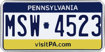 PA license plate MSW4523