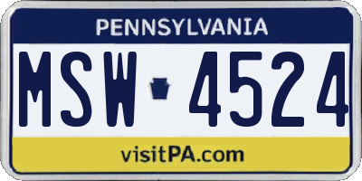 PA license plate MSW4524