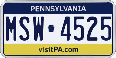 PA license plate MSW4525