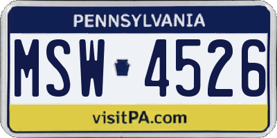 PA license plate MSW4526