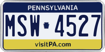 PA license plate MSW4527