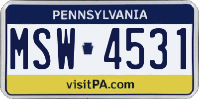 PA license plate MSW4531