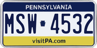 PA license plate MSW4532