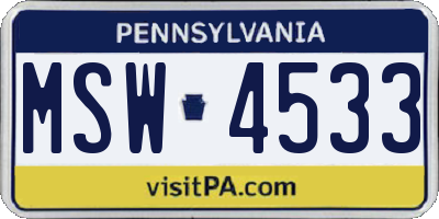 PA license plate MSW4533