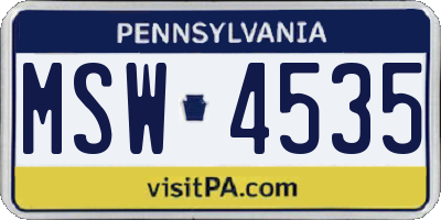 PA license plate MSW4535