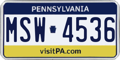 PA license plate MSW4536