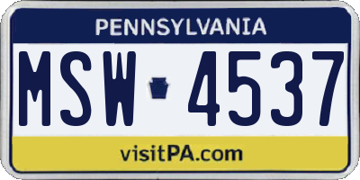 PA license plate MSW4537