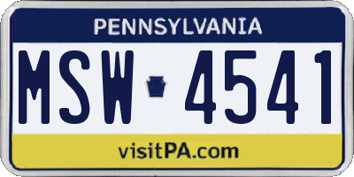PA license plate MSW4541