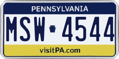 PA license plate MSW4544