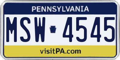 PA license plate MSW4545