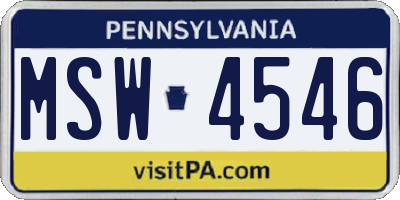 PA license plate MSW4546