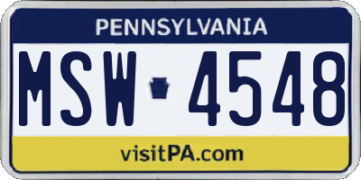 PA license plate MSW4548