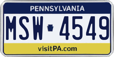 PA license plate MSW4549