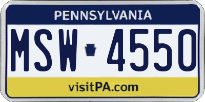 PA license plate MSW4550