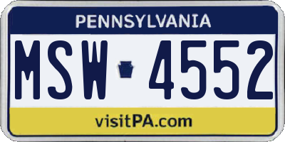 PA license plate MSW4552