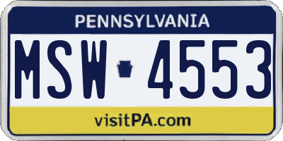 PA license plate MSW4553