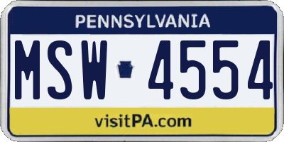PA license plate MSW4554