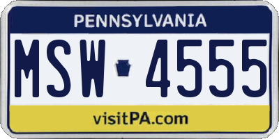 PA license plate MSW4555