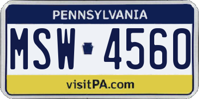 PA license plate MSW4560