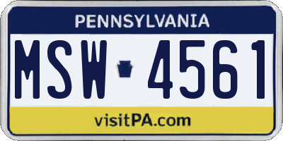 PA license plate MSW4561