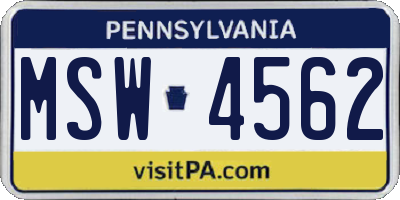 PA license plate MSW4562