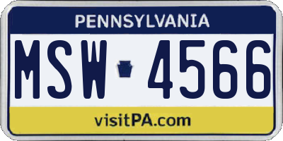 PA license plate MSW4566