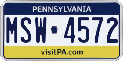 PA license plate MSW4572