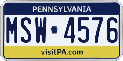 PA license plate MSW4576
