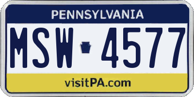 PA license plate MSW4577