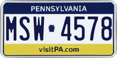 PA license plate MSW4578