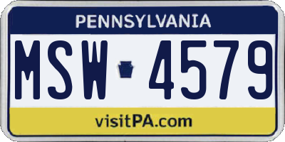 PA license plate MSW4579