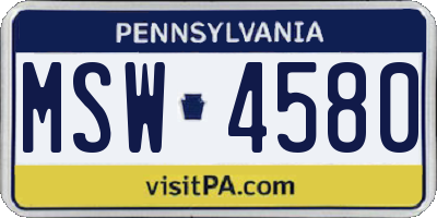 PA license plate MSW4580