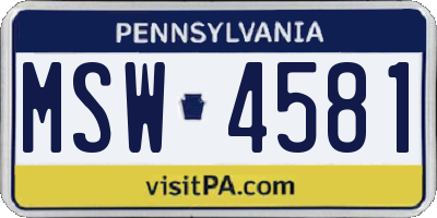 PA license plate MSW4581
