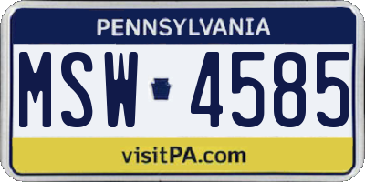 PA license plate MSW4585
