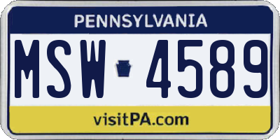 PA license plate MSW4589