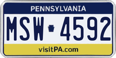 PA license plate MSW4592