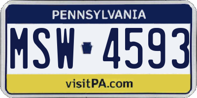 PA license plate MSW4593
