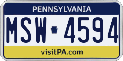 PA license plate MSW4594
