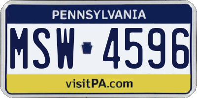 PA license plate MSW4596