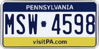 PA license plate MSW4598
