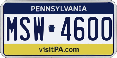 PA license plate MSW4600