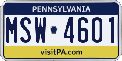 PA license plate MSW4601