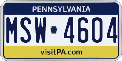PA license plate MSW4604