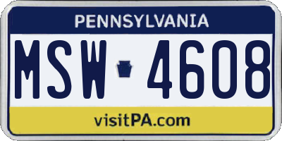 PA license plate MSW4608