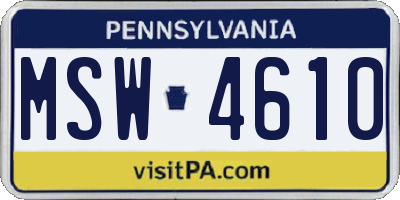 PA license plate MSW4610