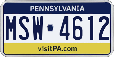 PA license plate MSW4612