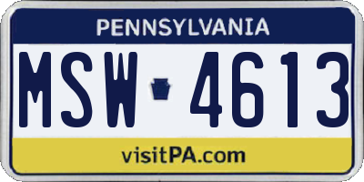PA license plate MSW4613