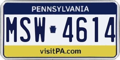 PA license plate MSW4614