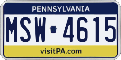 PA license plate MSW4615