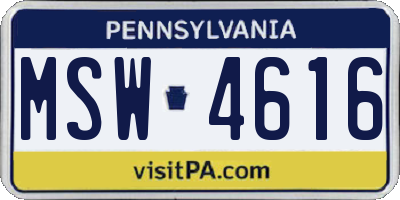 PA license plate MSW4616